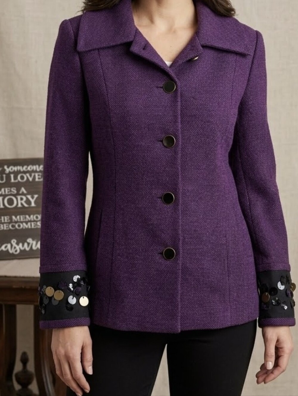 SPANNER Tailored Purple Textured Button-Up Blazer/Coat